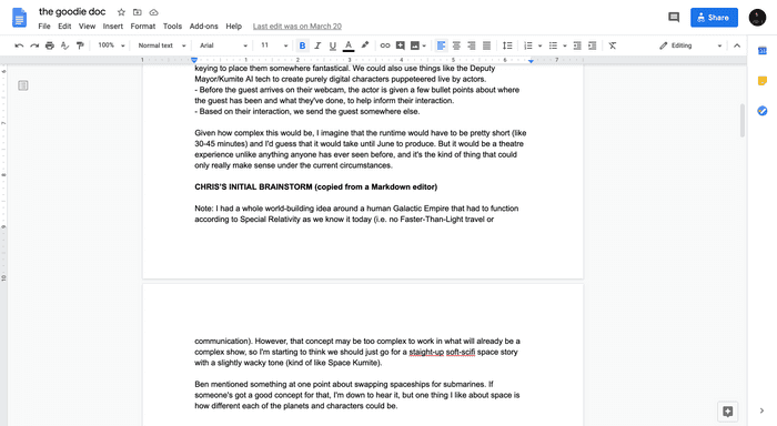 The Google Doc that started it all